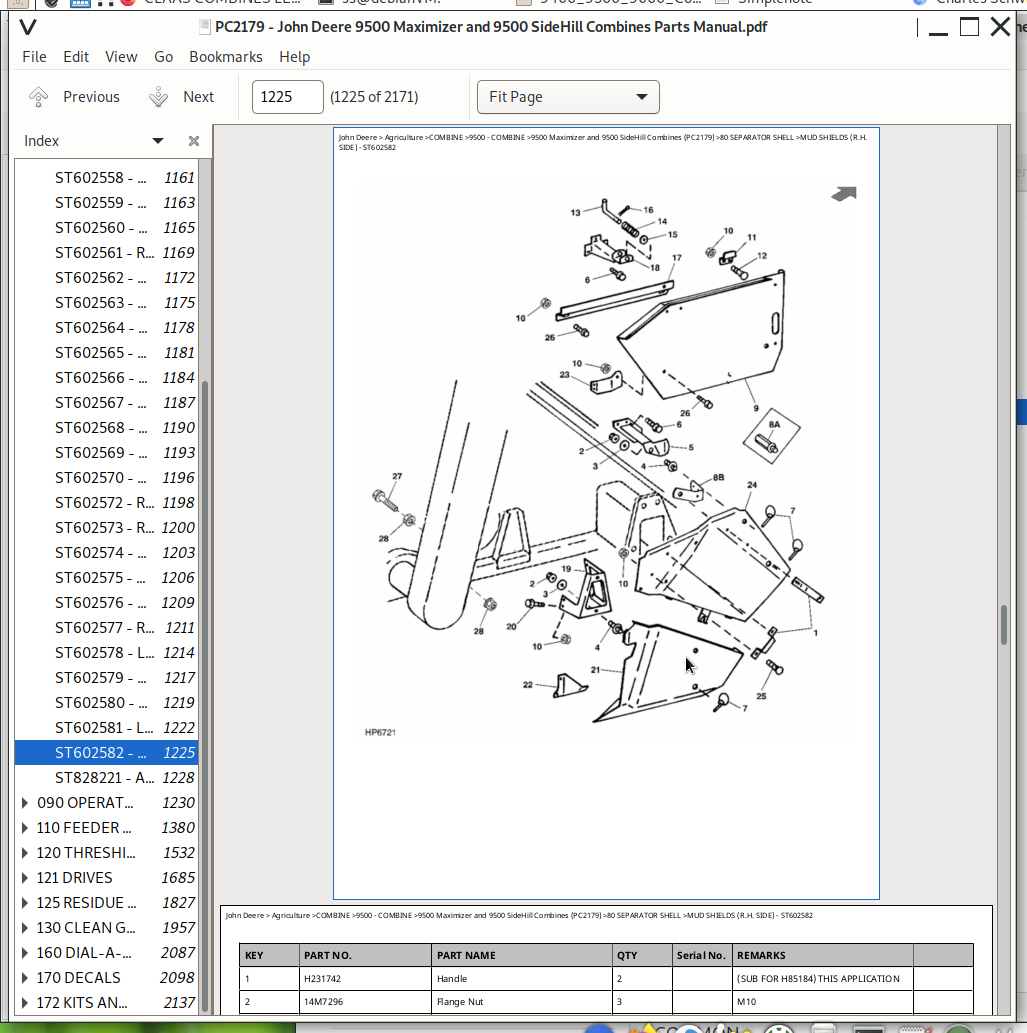 John Deere 9500 Maximizer and 9500 SideHill Combines Parts Catalog